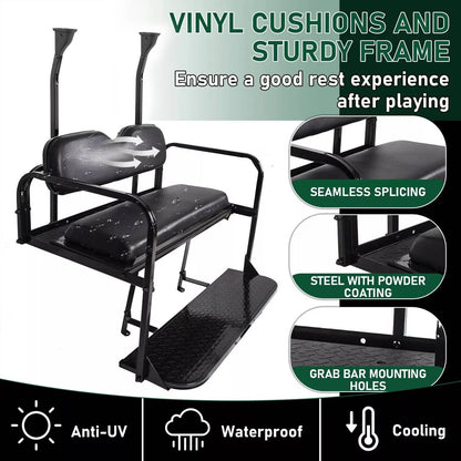 Solidspare Golf Cart Flip Rear Back Seat Kit Black For Club Car Precedent Tempo Onward 04+