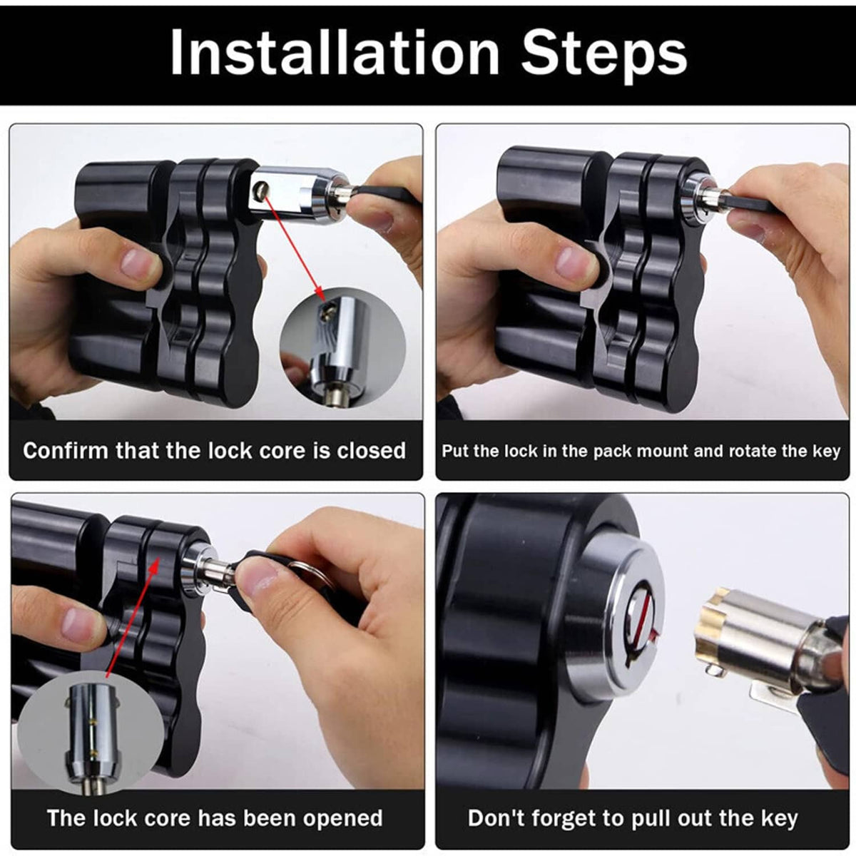 Solidspare Black For ROTOPAX Standard Pack Mount Lock RX-LOX-PM RX-PM LOX-PM