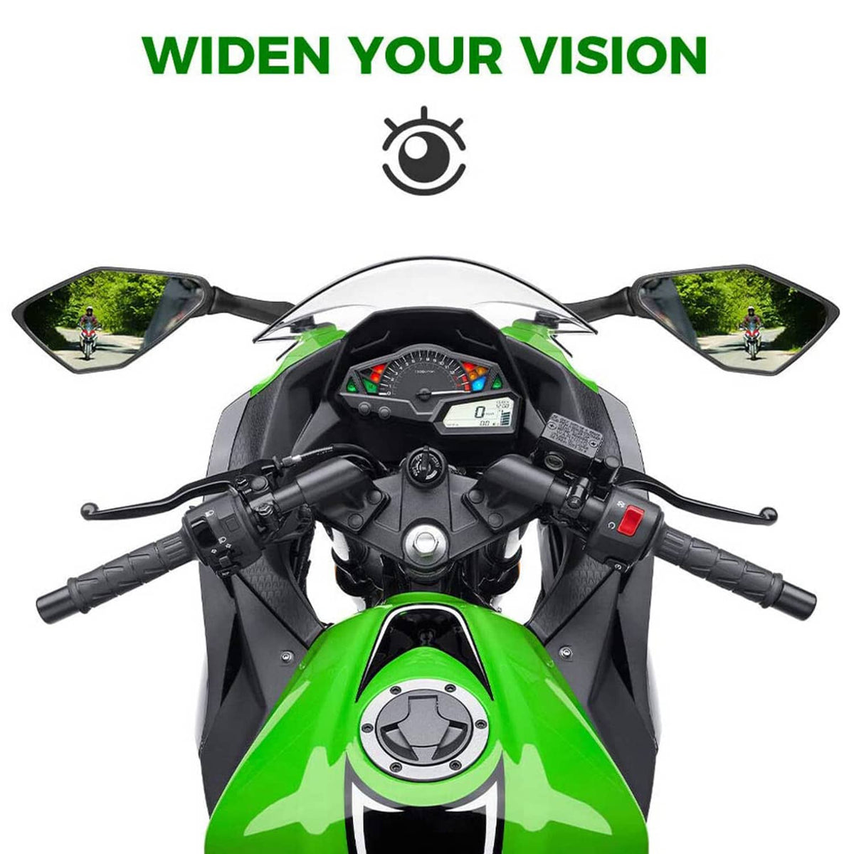 Solidspare Motorcycle Rear View Side Mirrors For Kawasaki Ninja 300R EX300 ZX6R ZX636 New