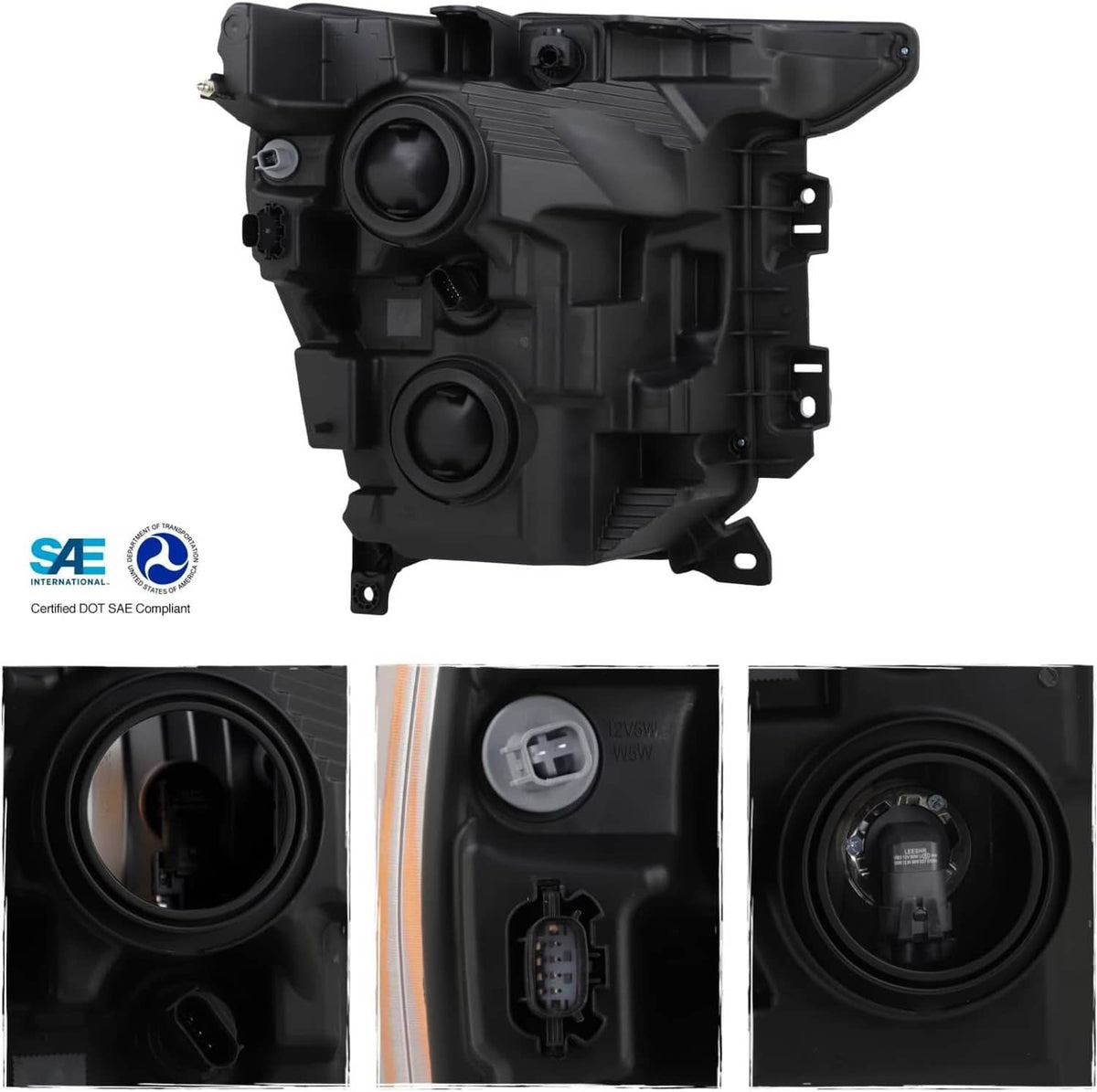 Solidspare For 2021 2022 2023 Ford F150 Halogen Black Headlights Headlamps Pair Left+Right