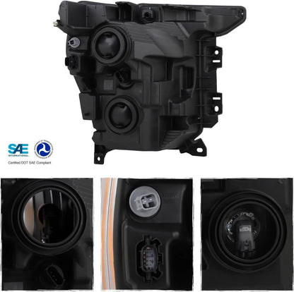 Solidspare For 2021 2022 2023 Ford F150 Halogen Black Headlights Headlamps Pair Left+Right