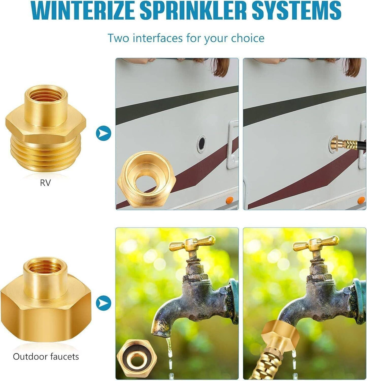 Solidspare Camper Winterizing Kit Blowout Shut Off Valve Adapter Hose Faucet For RV Trailer