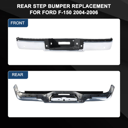 Solidspare Step Bumper For 2004-2006 Ford F-150 Assembly With Sensor Holes Chrome Rear