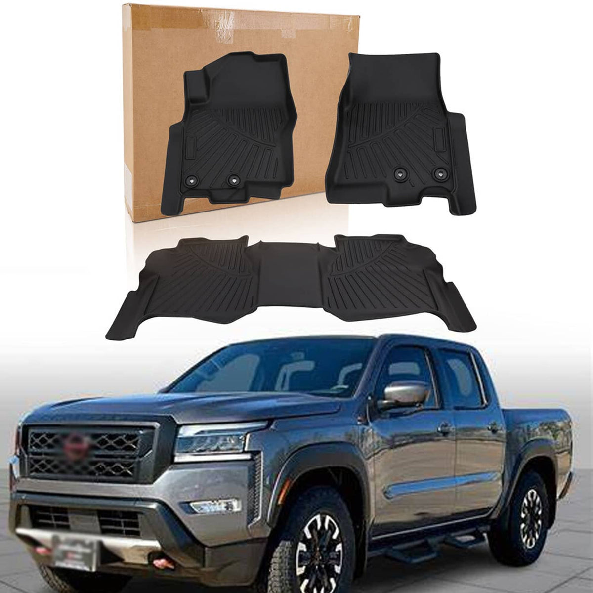 Solidspare Floor Mats for 2022-2025 Nissan Frontier Crew Cab All Weather TPE 3PCS Liner Set