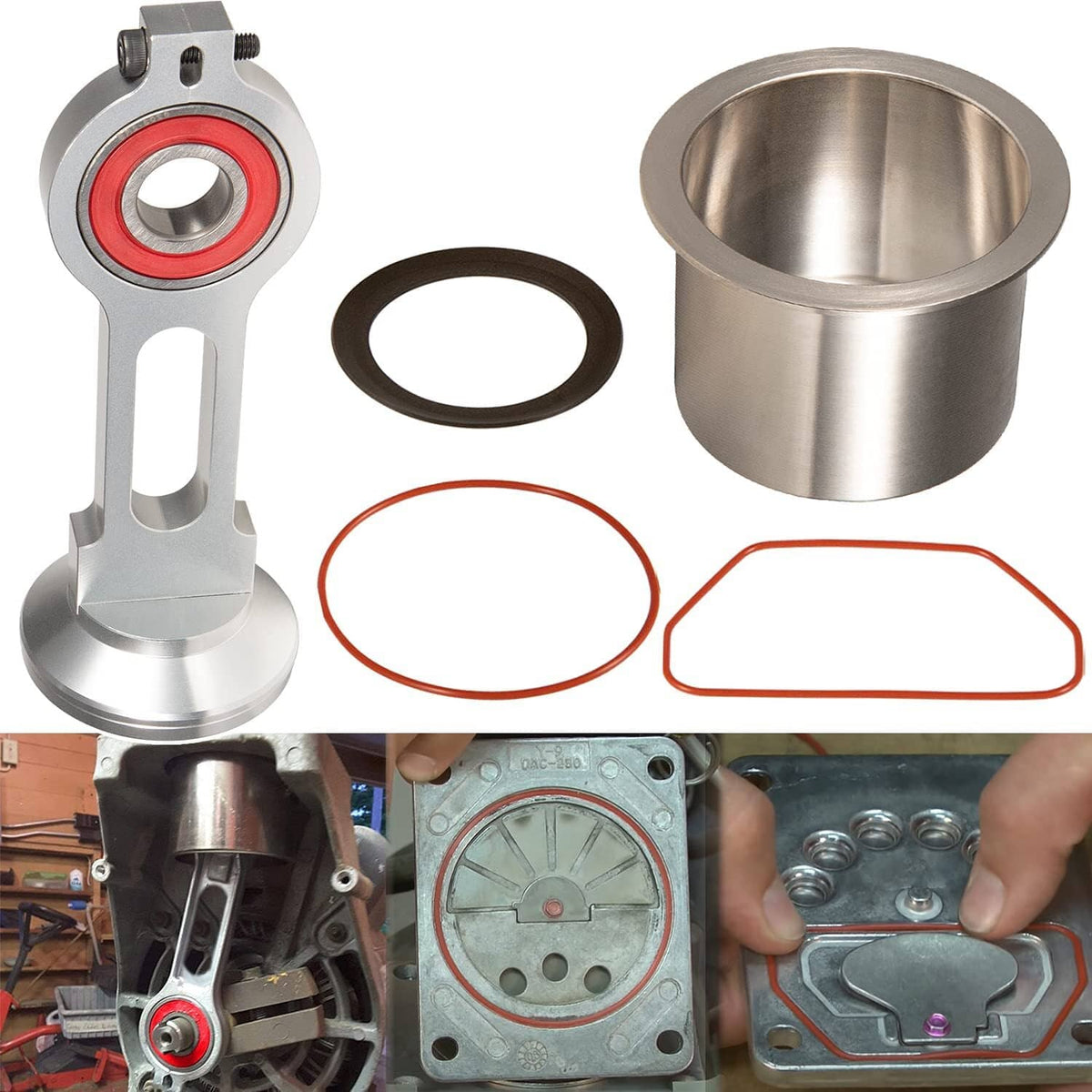 Solid Spare KK-4835 Compressor Piston Kit - Connecting Rod Replacement Kit for Oil Free Pump