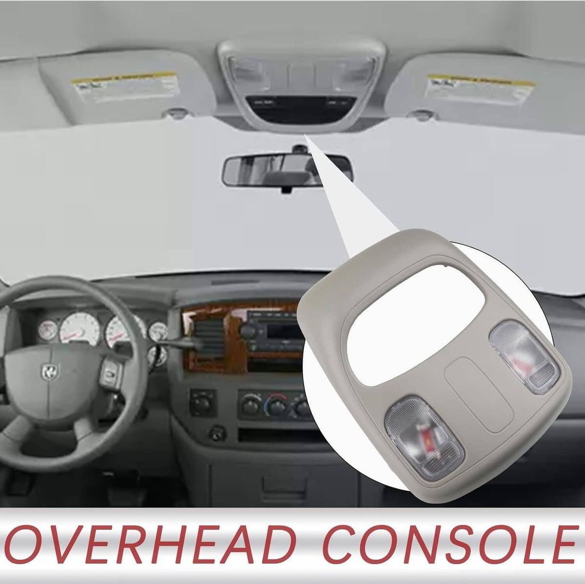 Solidspare Interior Map Light Overhead Roof Console for 2002-2010 Dodge Ram 1500 2500 3500