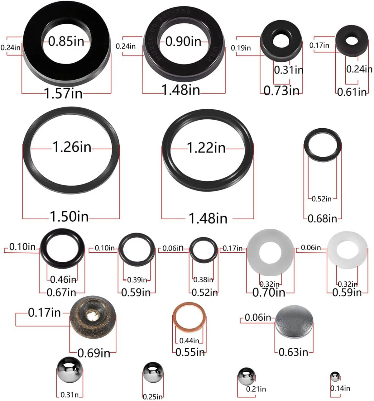 Solid Spare Floor Jack Seals Kit for Lincoln Walker Model 93642 Floor Jack Series B C E 2Ton