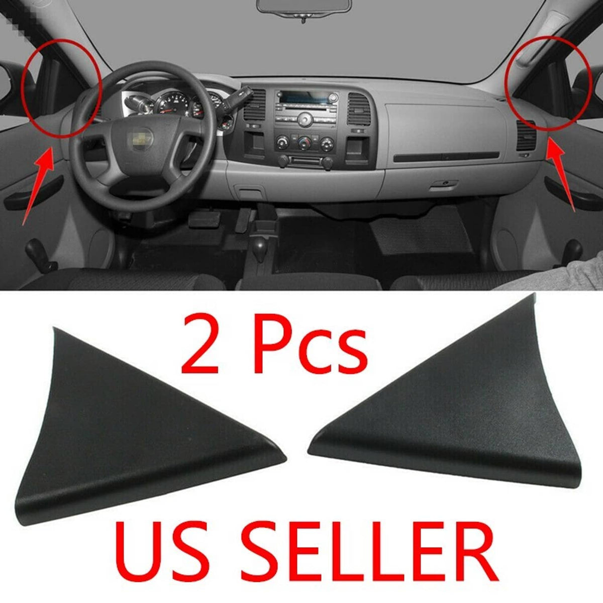 Solid Spare 2PCS Front Door Upper Trim Panel Left+Right For Chevrolet Silverado GMC Sierra