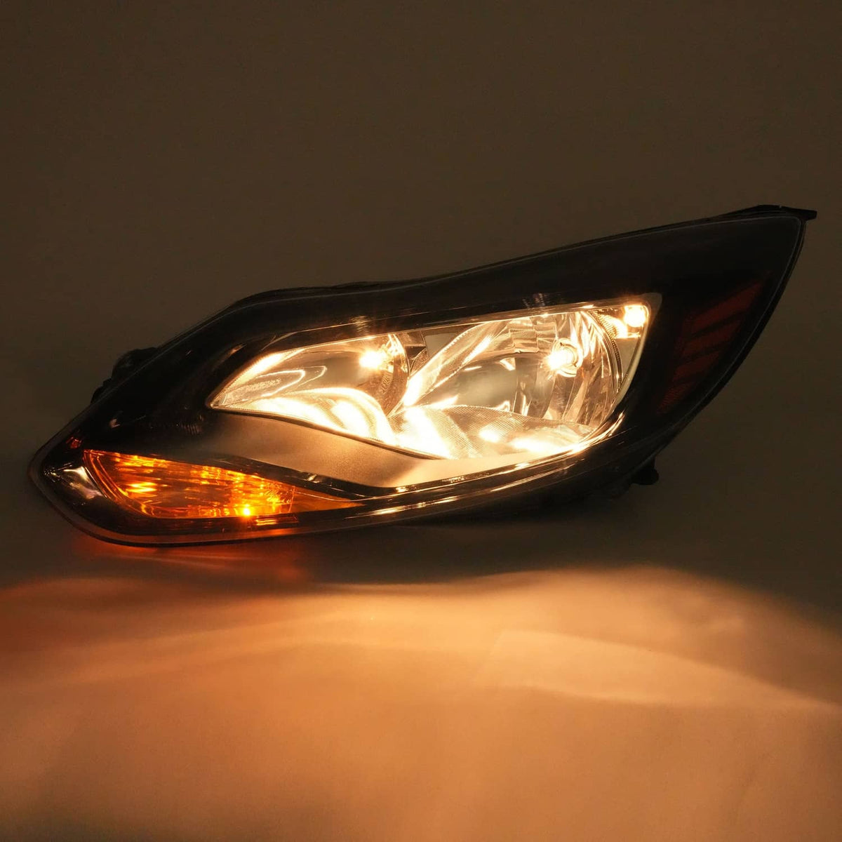 Solid Spare Black Left Driver Side Headlights Clear Lens Halogen Fits Ford Focus 2012-2014