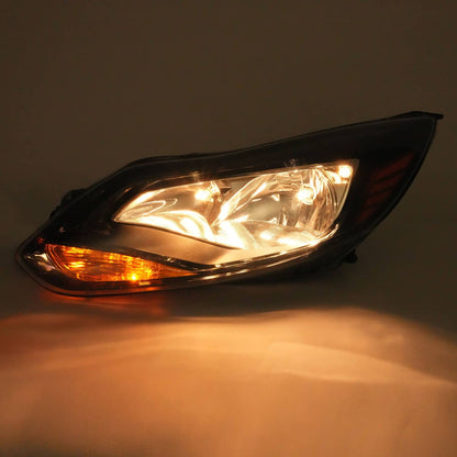 Solid Spare Black Left Driver Side Headlights Clear Lens Halogen Fits Ford Focus 2012-2014