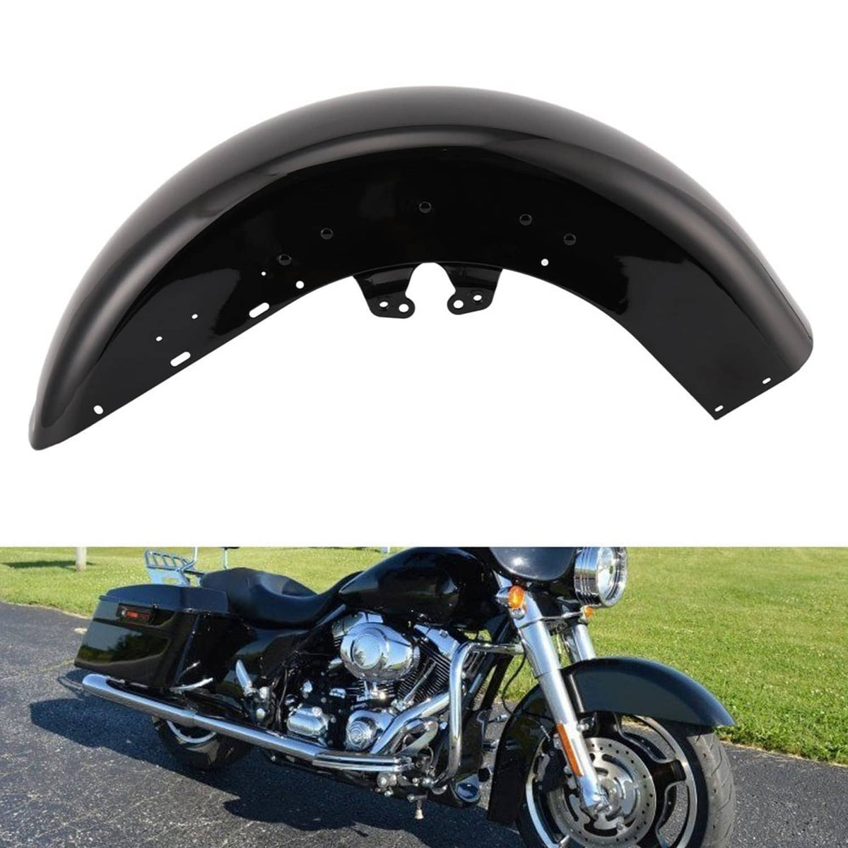 Solidspare Steel Wrap Front Fender Vivid Black For Harley Touring Street Road Glide 14-24