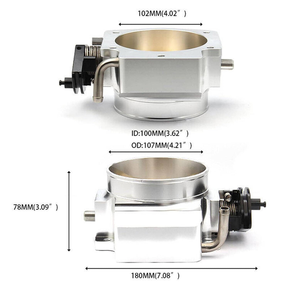 Solidspare Aluminum 102mm 4-Bolt Throttle Body & TPS IAC For GM Gen III LS1 LS2 LS6 LS7 LSX
