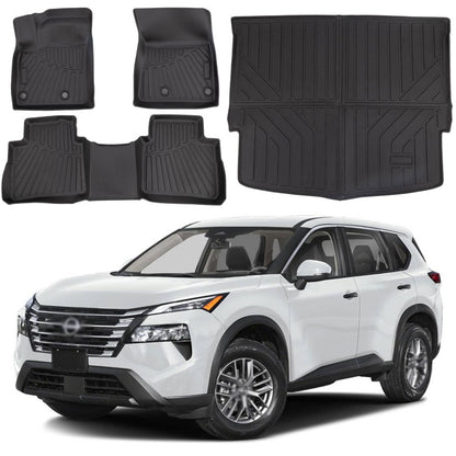 Solidspare For 2021-2025 2024 Nissan Rogue Front Floor Mats and Rear Cargo Liner  Full Set