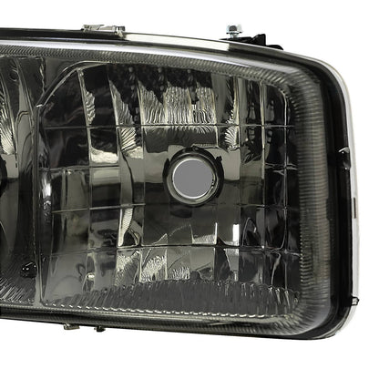 Solid Spare Chrome Headlights+Bumper Lamp Smoke Lens For GMC Sierra 1500 Yukon XL 1999-2007