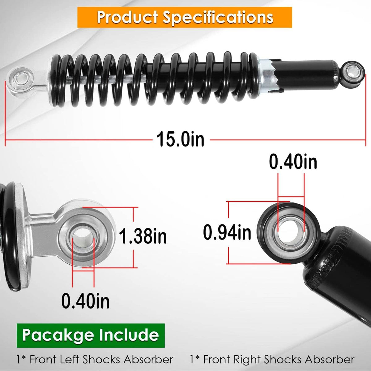 Solid Spare 2* AM129514 Front Left & Right Shocks Absorber for John Deere Gator TE TH TS TX