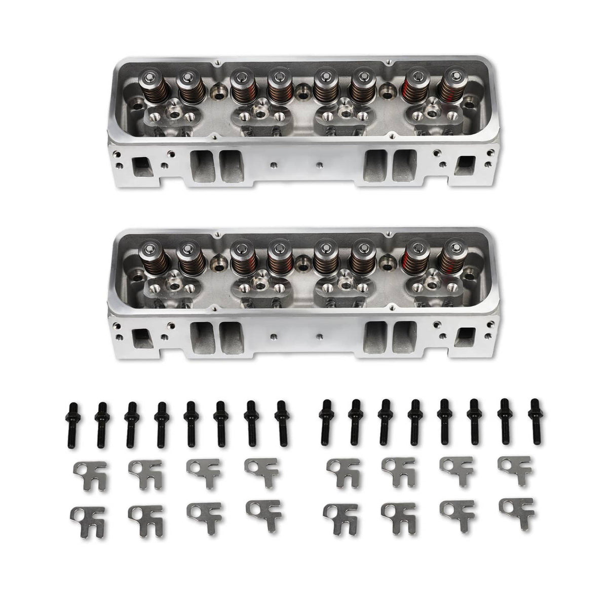 Solidspare 2x Aluminum Cylinder Heads Fit For SBC Chevy 350 190cc 64cc 2.02/1.60 Angle New