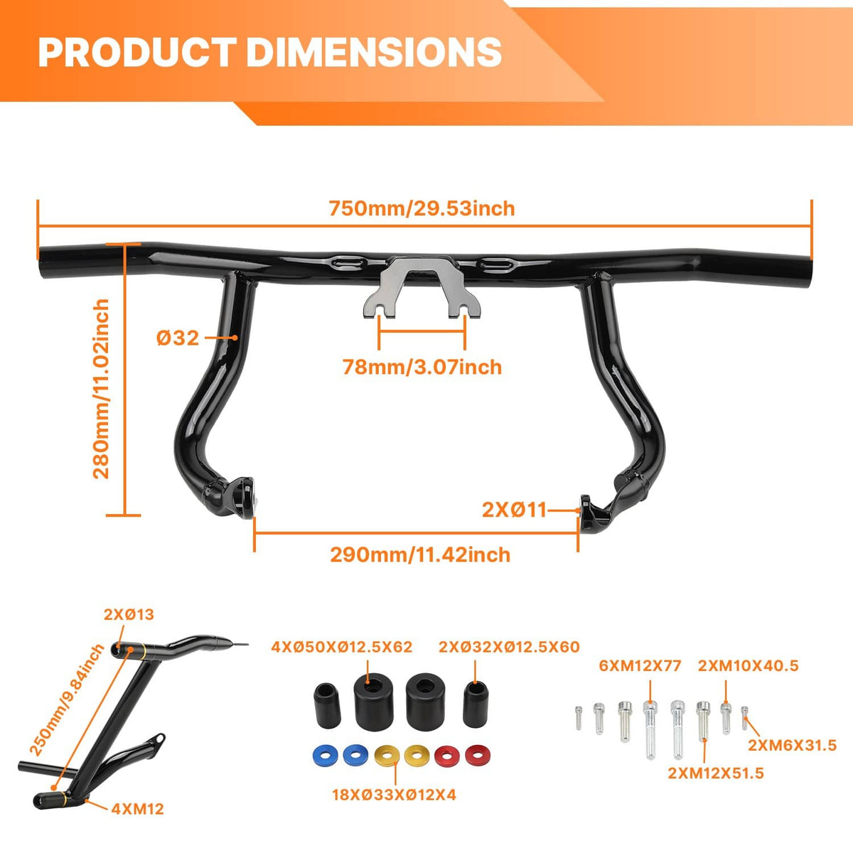 Solidspare Front Rear Crash Bar Flat-Out Bar for Harley CVO Street Glide Special ST FLHX