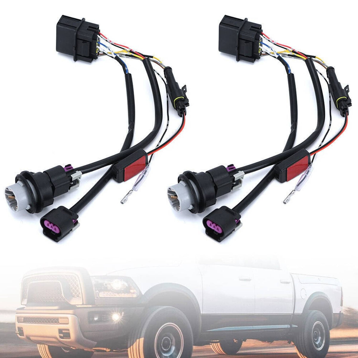 Solidspare 2x Projector Headlights Conversion Wire Harness For 13-18 Ram 1500 2500 3500 6.7