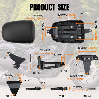 Solidspare For Honda Rebel 1100 CMX1100 2021-2024 2025 Passenger Seat & Footpegs W/ Bracket