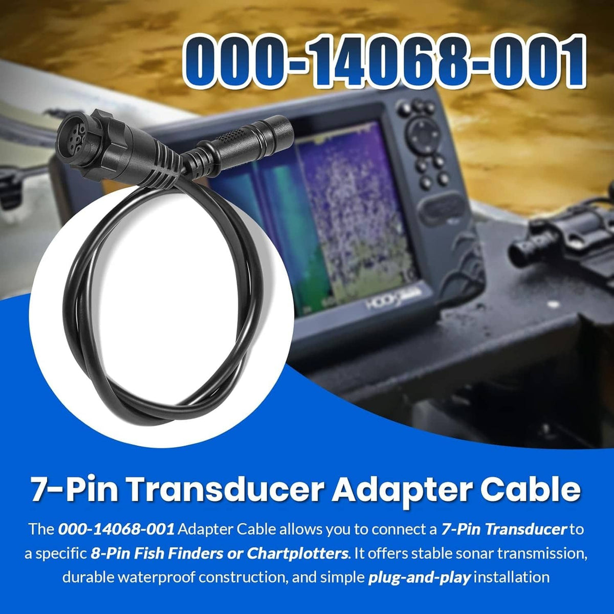 Solidspare 000-14068-001 7-Pin Transducer Adapter Cable for Lowrance Hook²/Reveal & Cruise