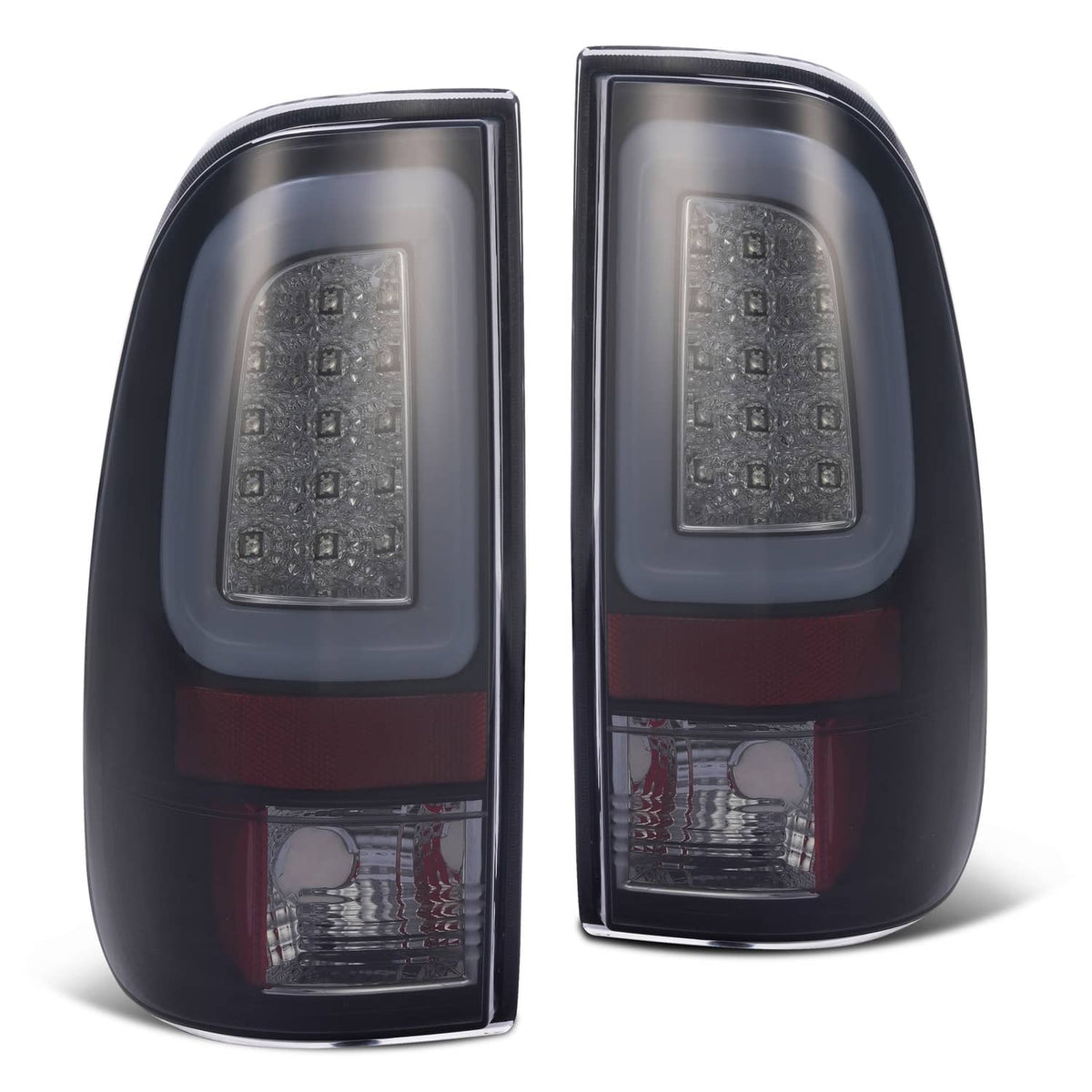 Solid Spare For 1997-03 Ford F150 99-07 F250 F350 Black Smoke LED Tube Tail Light Brake Lamp