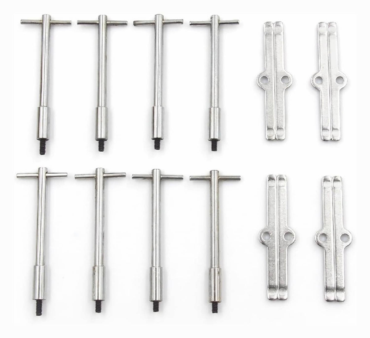 Solid Spare Chrome Tall T-Bar Valve Cover Hold Down Set For Chevy SBC 283 327 350 Bolts Tabs
