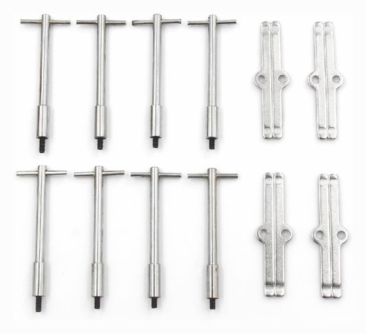 Solid Spare Chrome Tall T-Bar Valve Cover Hold Down Set For Chevy SBC 283 327 350 Bolts Tabs