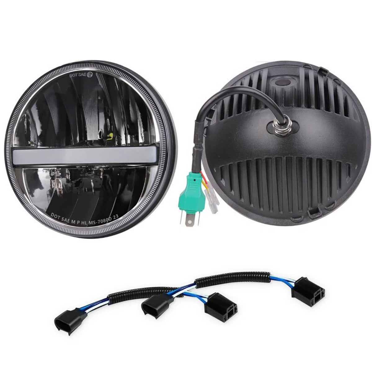 Solidspare 2Pcs For Chevrolet Bel Air 7" inch Round Halo LED Headlights DRL Turn New