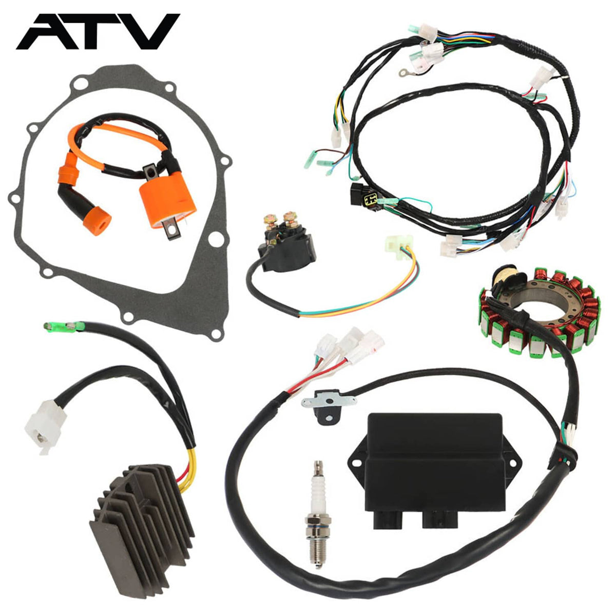 Solidspare Magneto Stator+Ignition Coil+Wire Harness CDI Kit For Yamaha Warrior 350 YFM350X