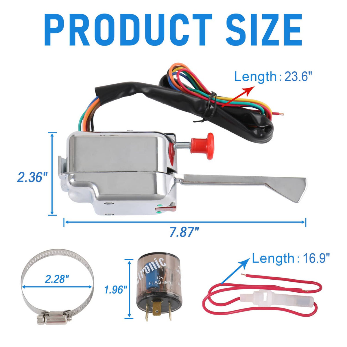 Solidspare Chrome 12V Universal Rat Hot Rod Turn Signal Switch For FORD GM With Flasher