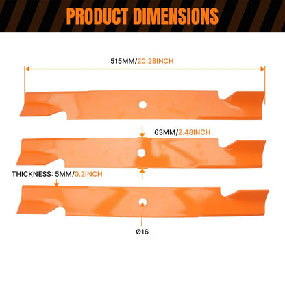 Solidspare 3Pcs Deck Blades Fits for Hustler 60" Raptor SD Replaces 793794 794685 Orange