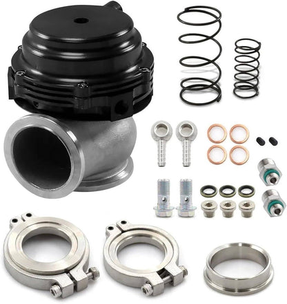 Solidspare Black 44MM Wastegate External Turbo W/ TIAL V-Band Flange Spring MV-R 14PSI