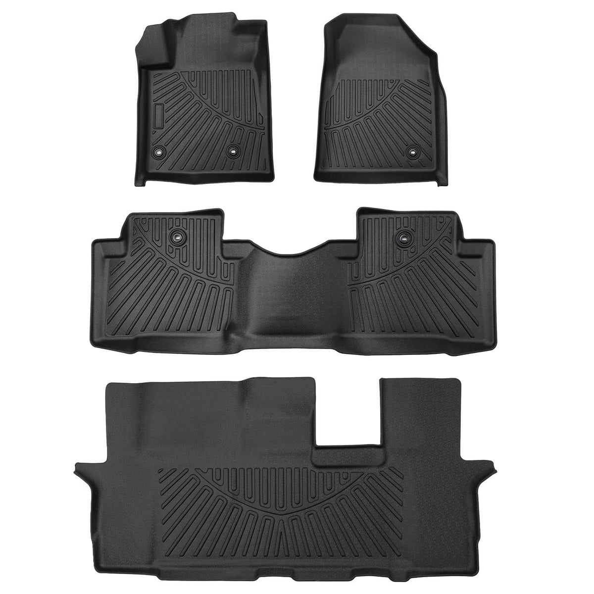 Solidspare Front & Rear Floor Mats Liners TPE For 2009-2015 Honda Pilot 4-Door All Weather
