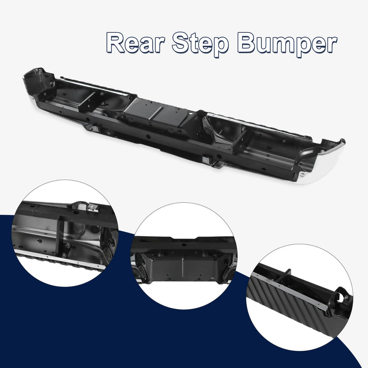 Solidspare Rear Step Bumper FOR 2008-2016 Ford F250 Super Duty Chrome w/o Sensor Holes
