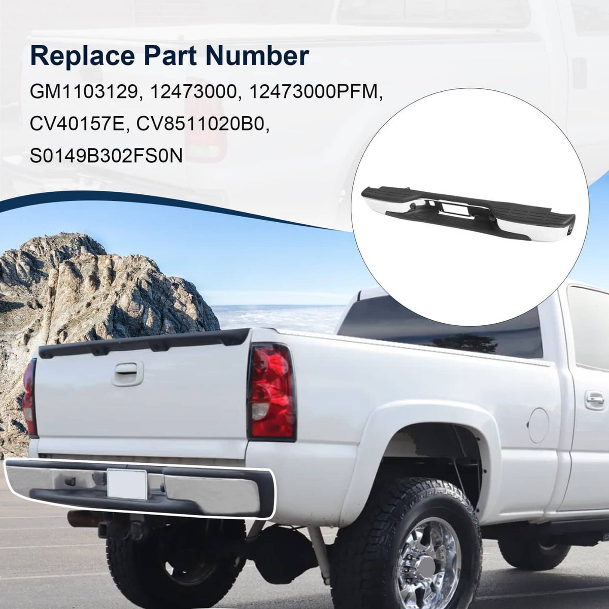 Solidspare Complete Chrome Rear Bumper Fits 1999-2007 Chevy Silverado GMC Sierra 1500 2500
