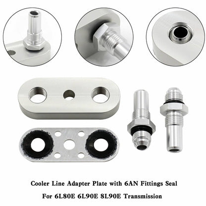 Solidspare Transmission Cooler Line Adapter Plate with 6AN Fittings Seal 6L80E 6L90E 8L90E