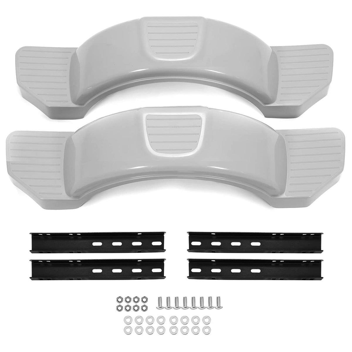 Solidspare 2PCS 12" Trailer Fenders w/Steps Wheels Tires Skirt Boat Gray Single Axle 300LBS
