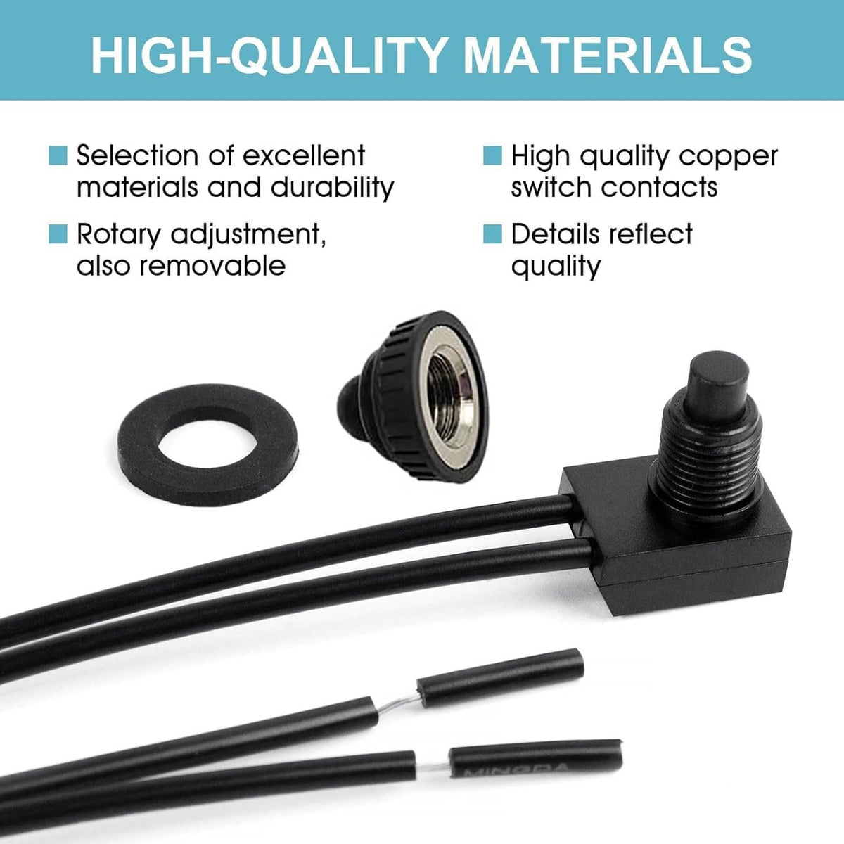 Solid Spare 10pcs 12V-48V Wire Leads Waterproof On-Off Push Button Switch for Motorcycle Car