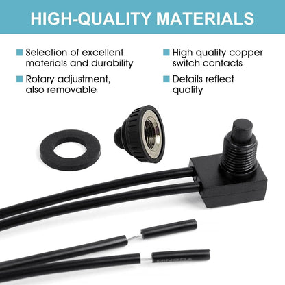 Solid Spare 10pcs 12V-48V Wire Leads Waterproof On-Off Push Button Switch for Motorcycle Car