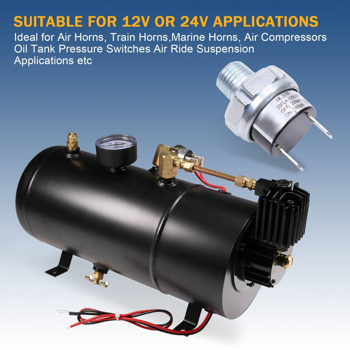 Solidspare Air Pressure Switch For 165-200psi Air Ride Suspension Air Compressor Tank NEW