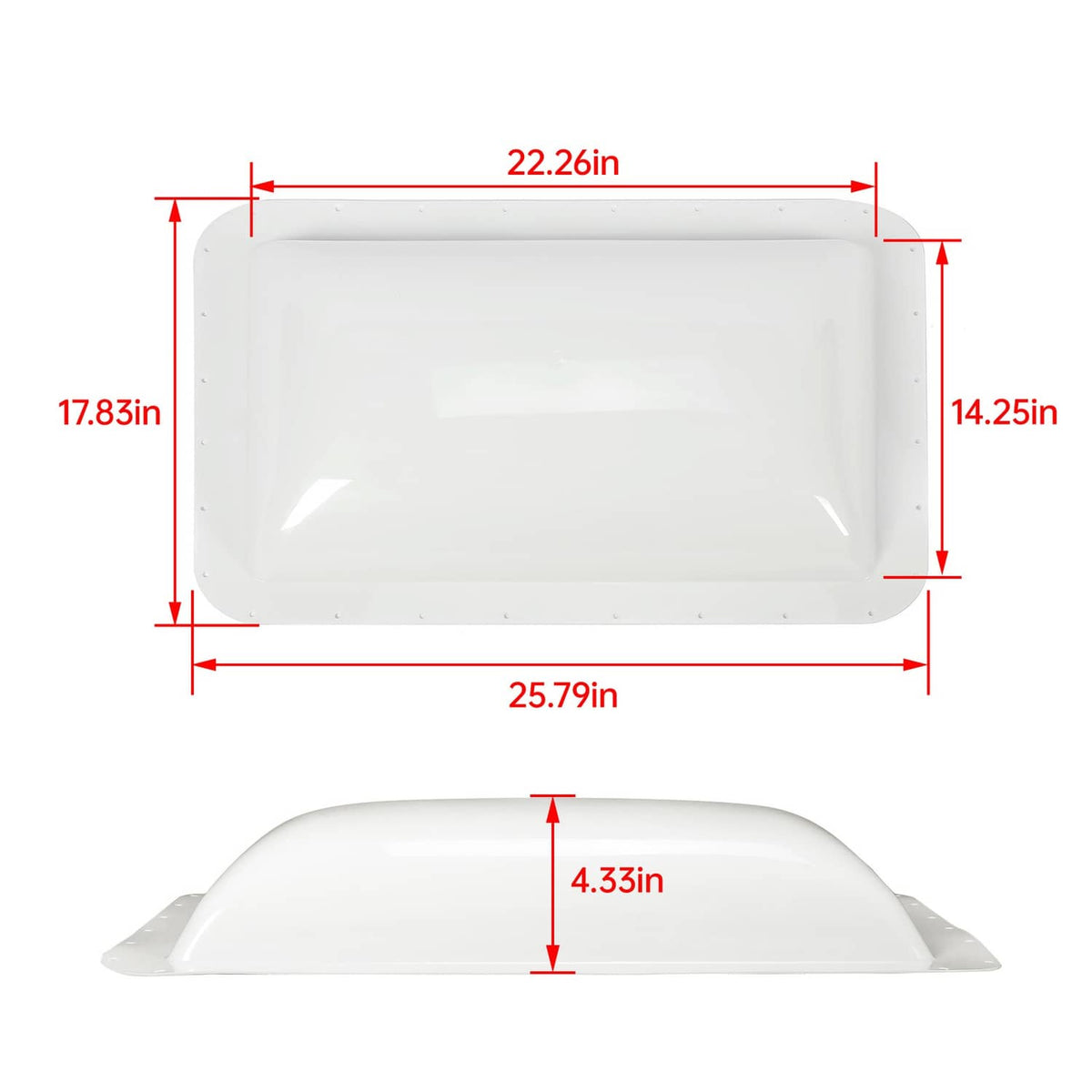 Solidspare RV Roof 18" X 26"  White Skylight Cover For Camper Skylight Truck UV Resistant