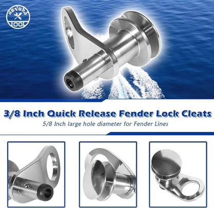 Solidspare 3/8'' Marine Stainless Steel Quick Release Boat Fender Holder Kit Boat Rope