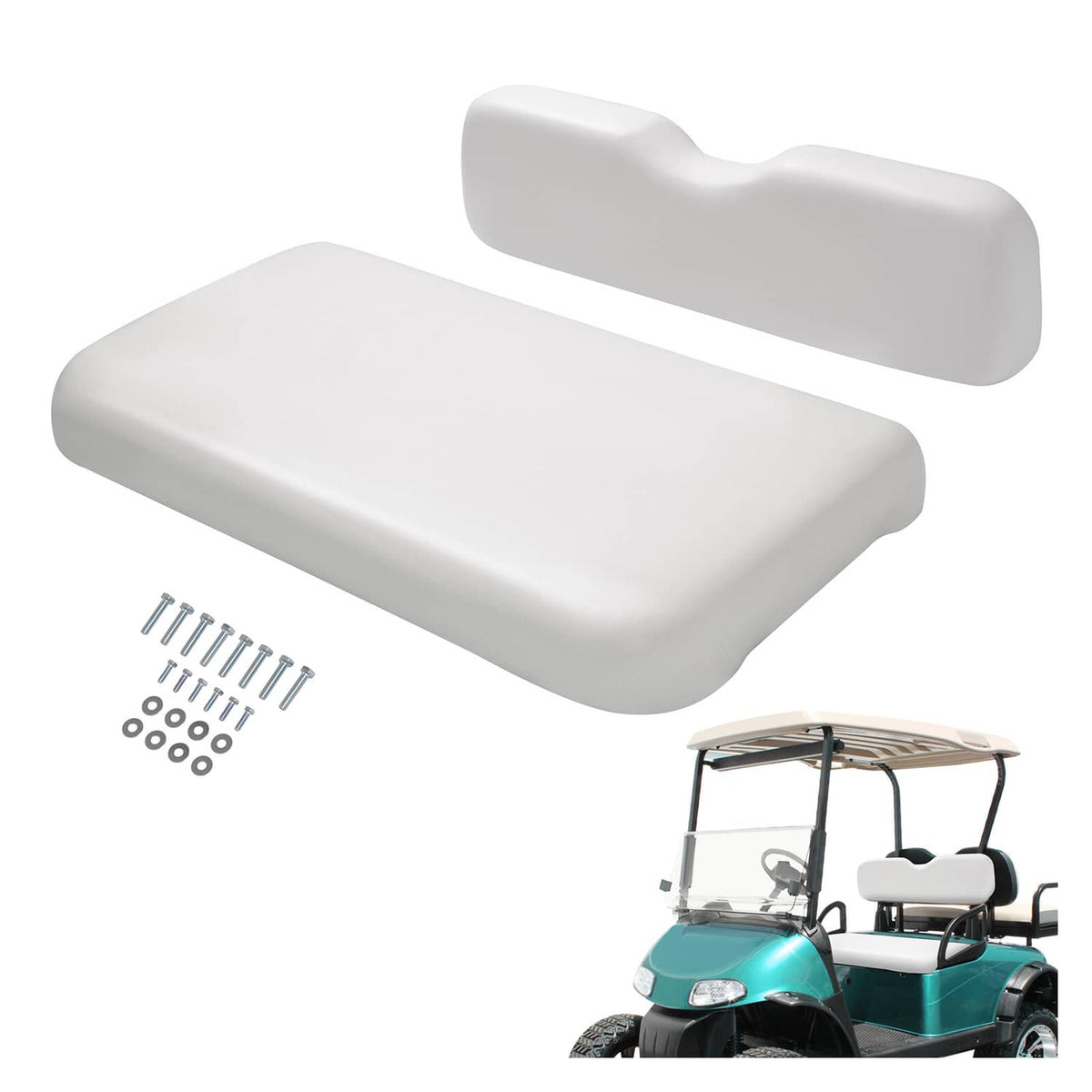Solidspare White Golf Cart Front Seat Bottom Cushion Backrest For EZGO RXV 2008-Up Models