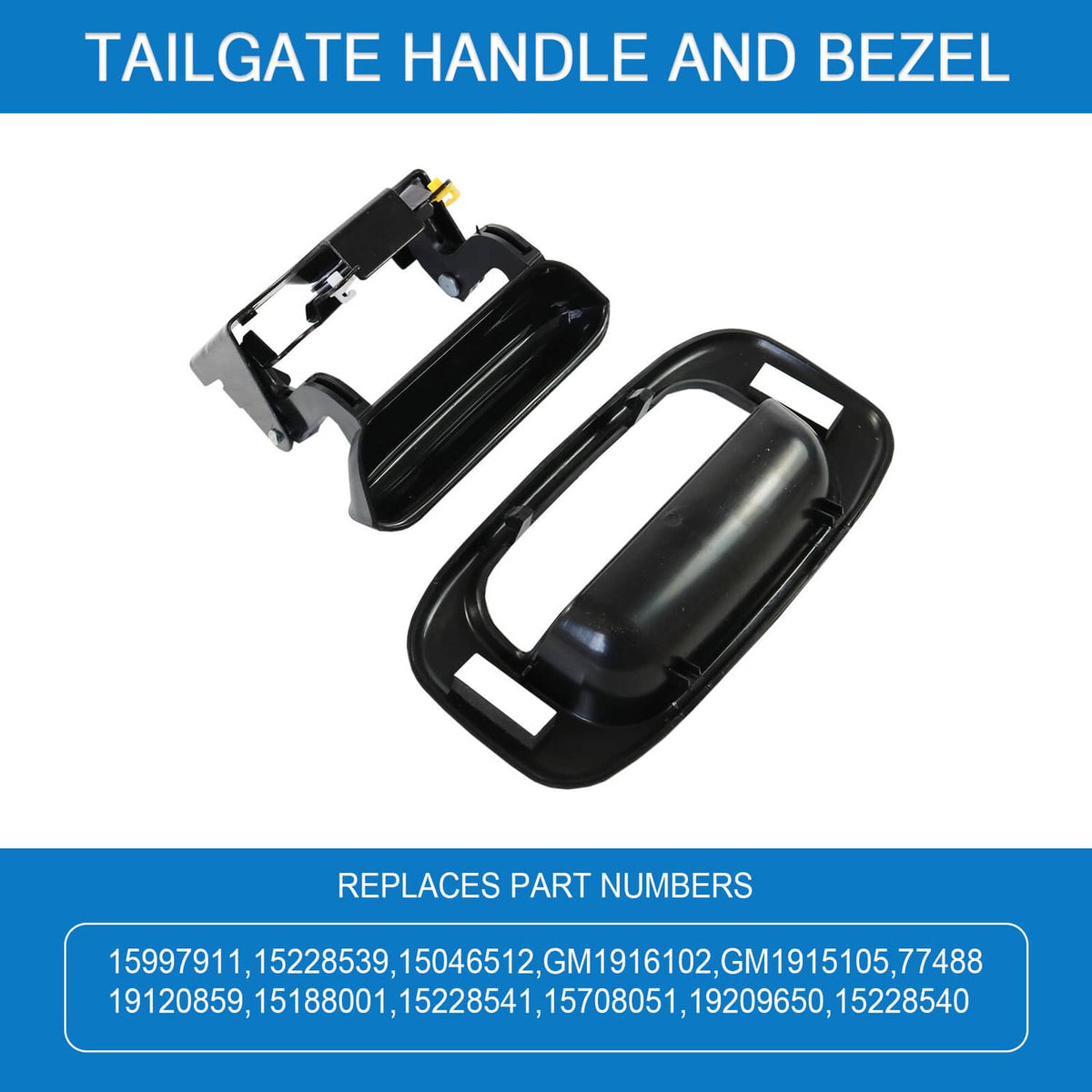 Solidspare New Tailgate Handle w/ Bezel & Clips Fits 1999-2007 Chevy Silverado GMC Sierra