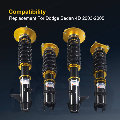 Solidspare Coilovers for 03-05 Dodge Neon SRT-4 2.4L Shocks Absorber Coil Spring Adj Height