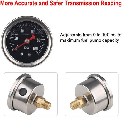 Solidspare Black-Red Universal Adjustable Fuel Pressure Regulator Kit Oil 0-100psi Gauge