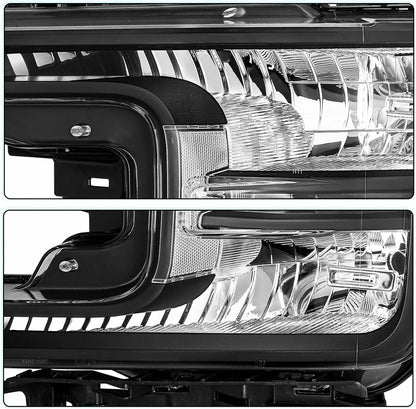 Solidspare Pair Headlights For 2018-2020 Ford F150 Halogen Headlamps Black Clear Right+Left