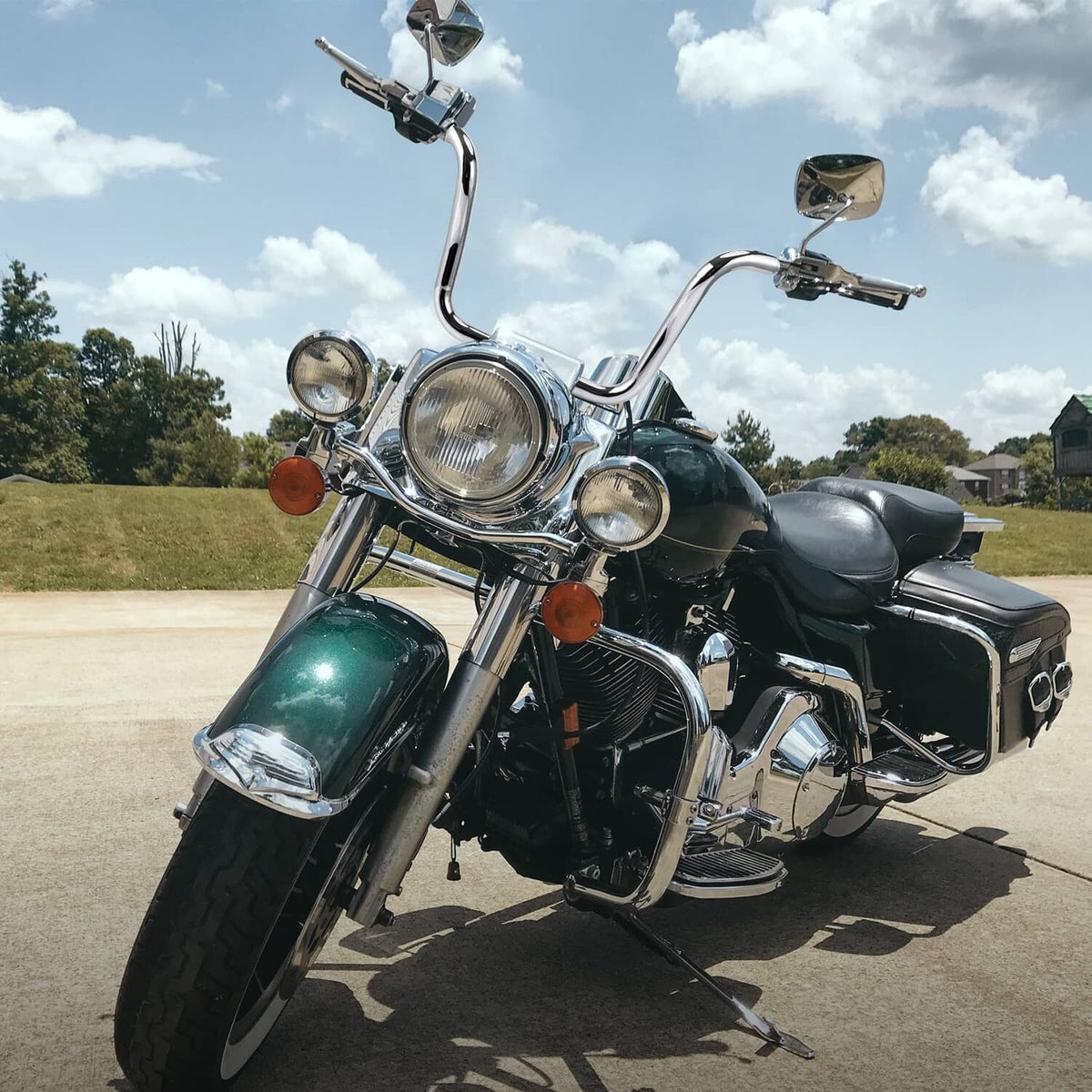 Solidspare Chrome 12" Ape Hanger 1 1/4" Handlebar Fit For Harley Sportster Softail Touring