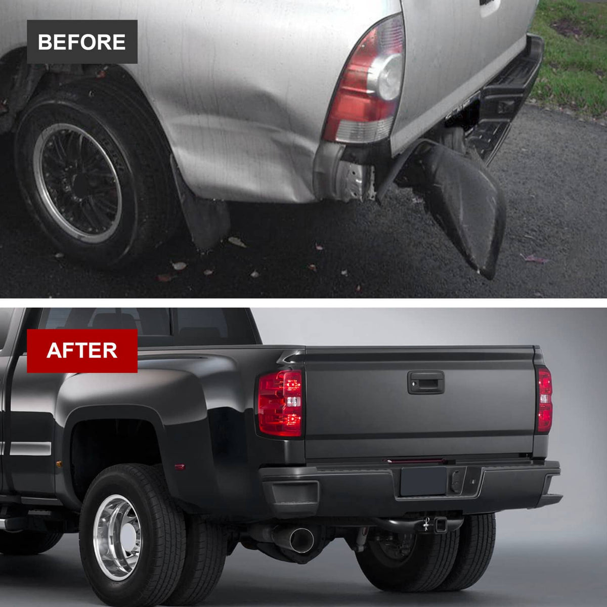 Solidspare Black Rear Step Bumper without Sensor Hole For 14-18 Chevy Silverado Sierra 1500