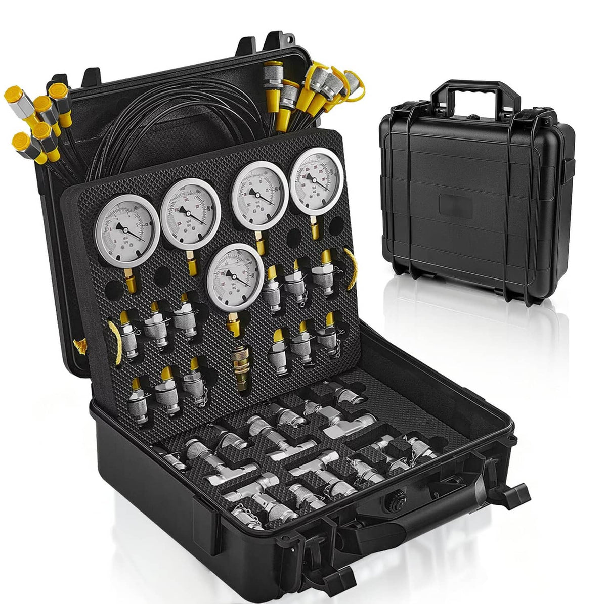Solidspare 60Mpa Hydraulic Pressure Test Set 5 Gauges 13 Couplings 14 Tee Connectors 5 Hose